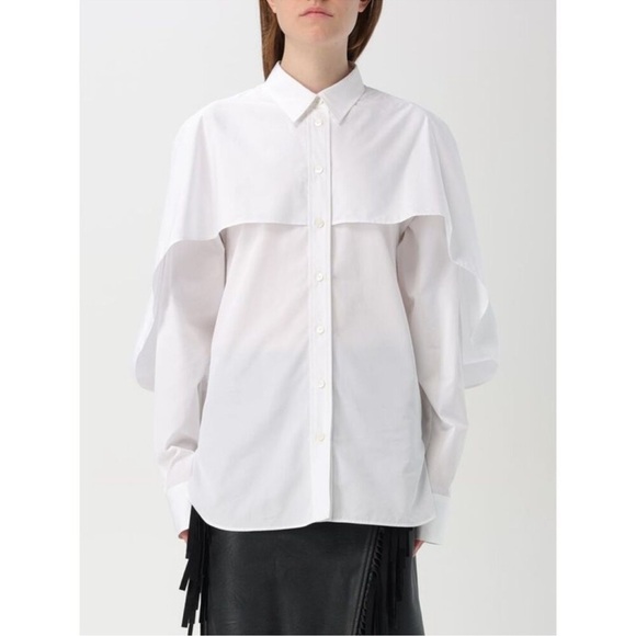 NWT Stella McCartney Caped Cotton Blouse in White - Size 6 - Picture 1 of 10